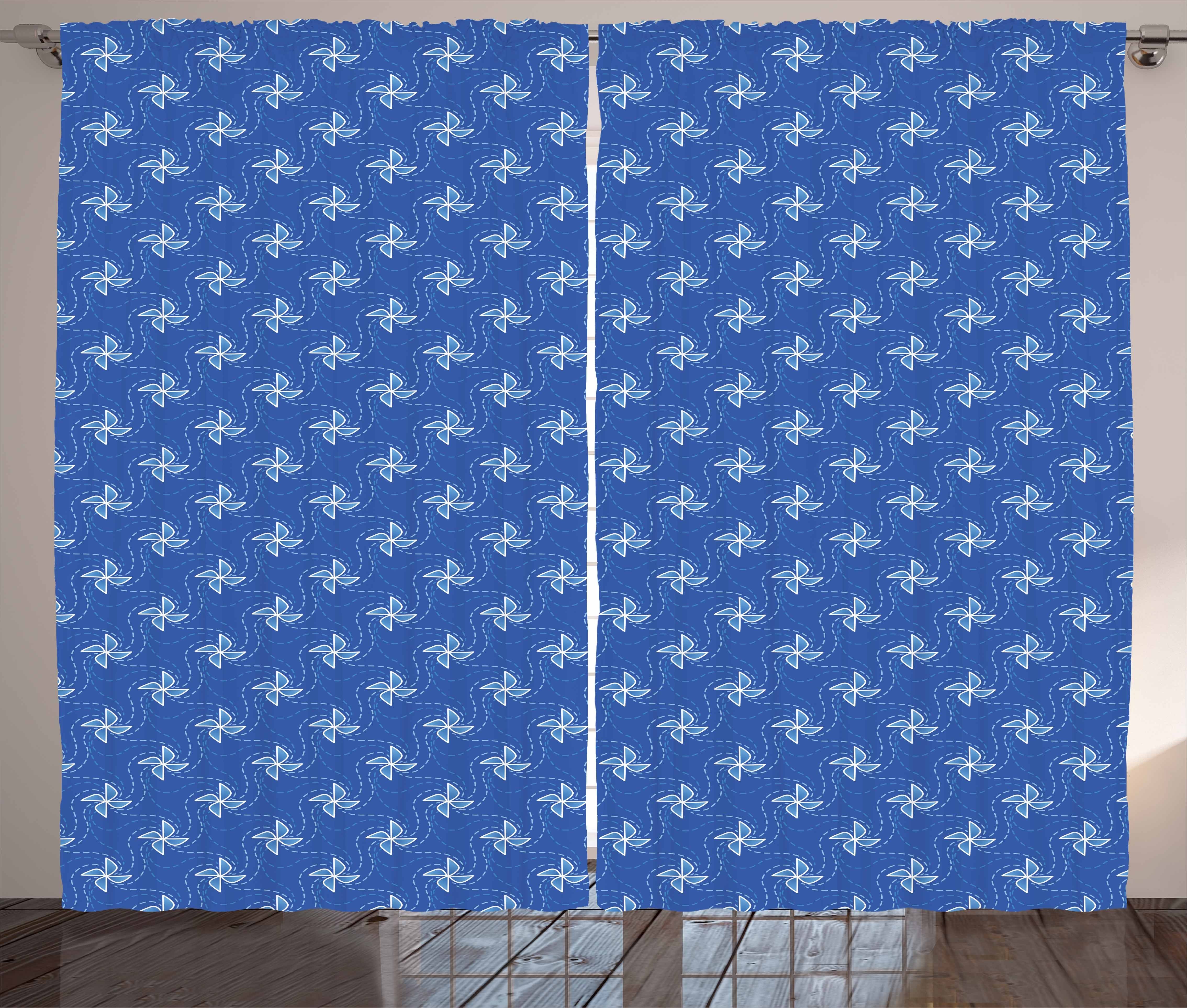 Gardine Schlafzimmer Kräuselband Vorhang mit Schlaufen und Haken, Abakuhaus, Pinwheel Blau-Energie-Muster