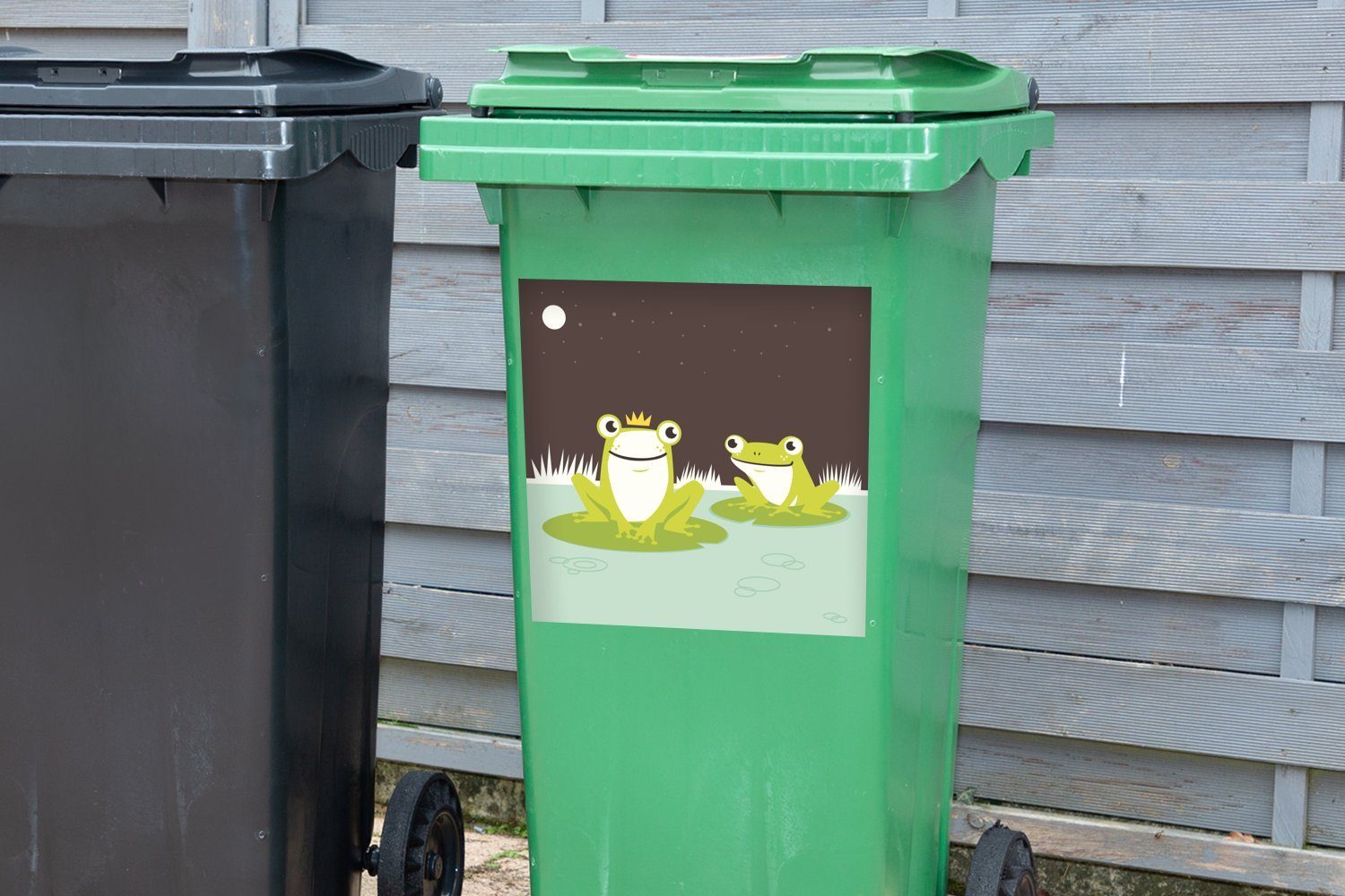 - Wandsticker Wasser Abfalbehälter Frösche Mülleimer-aufkleber, Container, - (1 Sticker, Seerose St), Mülltonne, MuchoWow