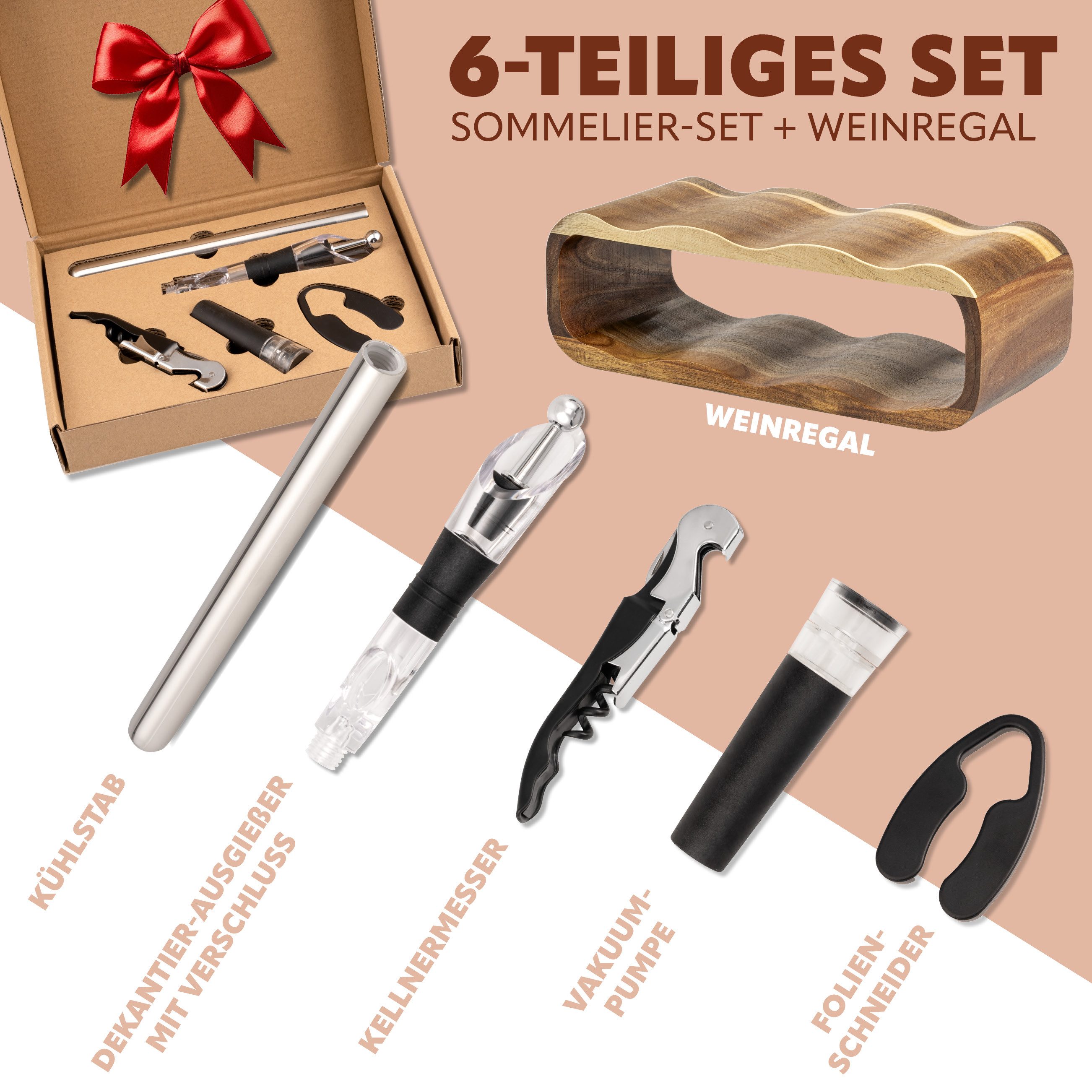 eluno Weinregal Weinregal-Set 6tlg., Sommelier-Set