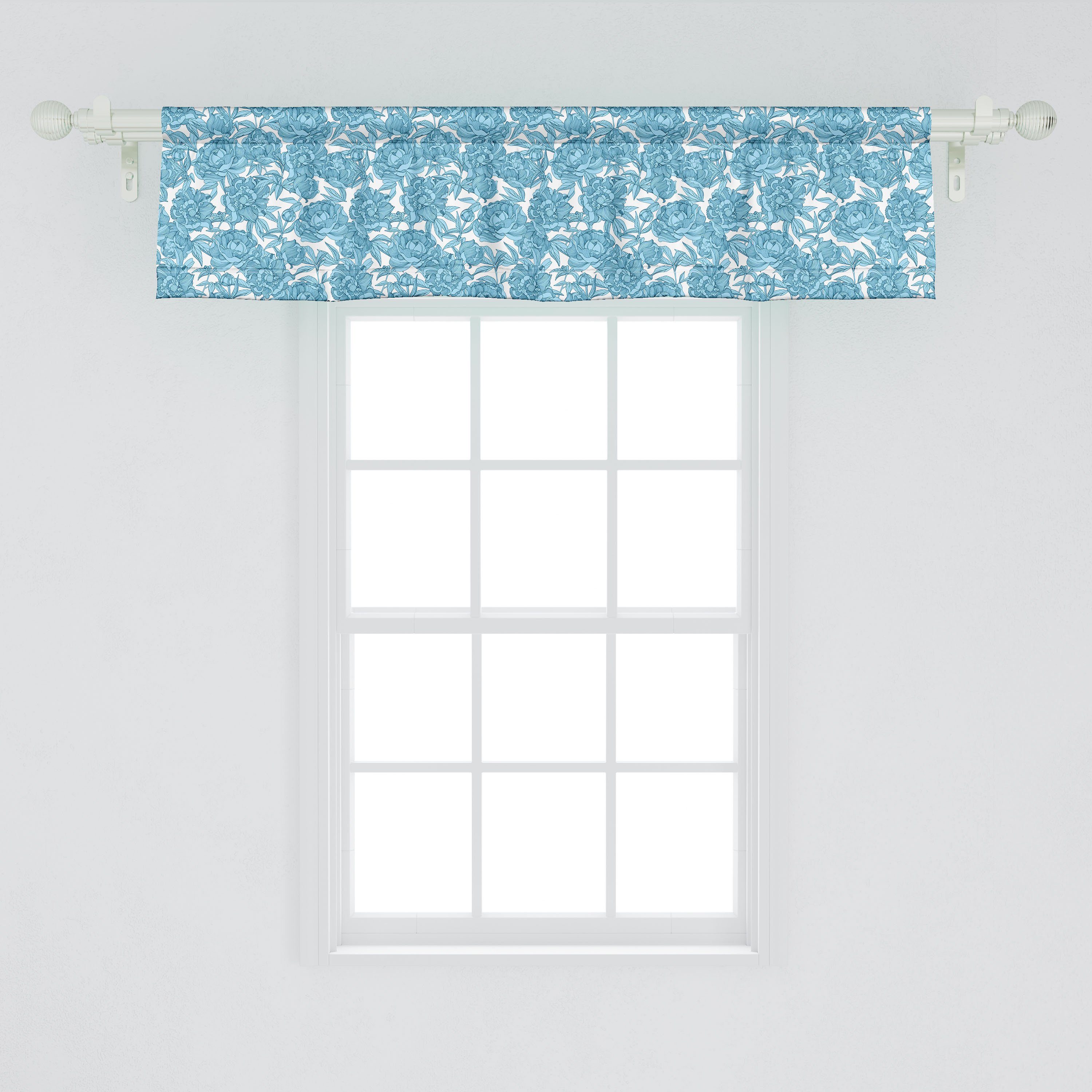 Microfaser, mit Scheibengardine Küche Dekor Abakuhaus, Vorhang für Volant Blumen Clutter Peony Schlafzimmer Stangentasche, Blumen