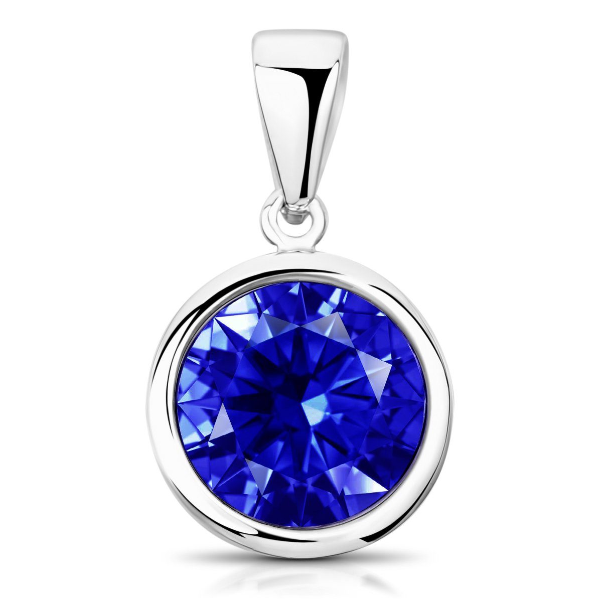 Materia Kettenanhänger Damen Kristallanhänger Ø10mm Blau günstig online kaufen