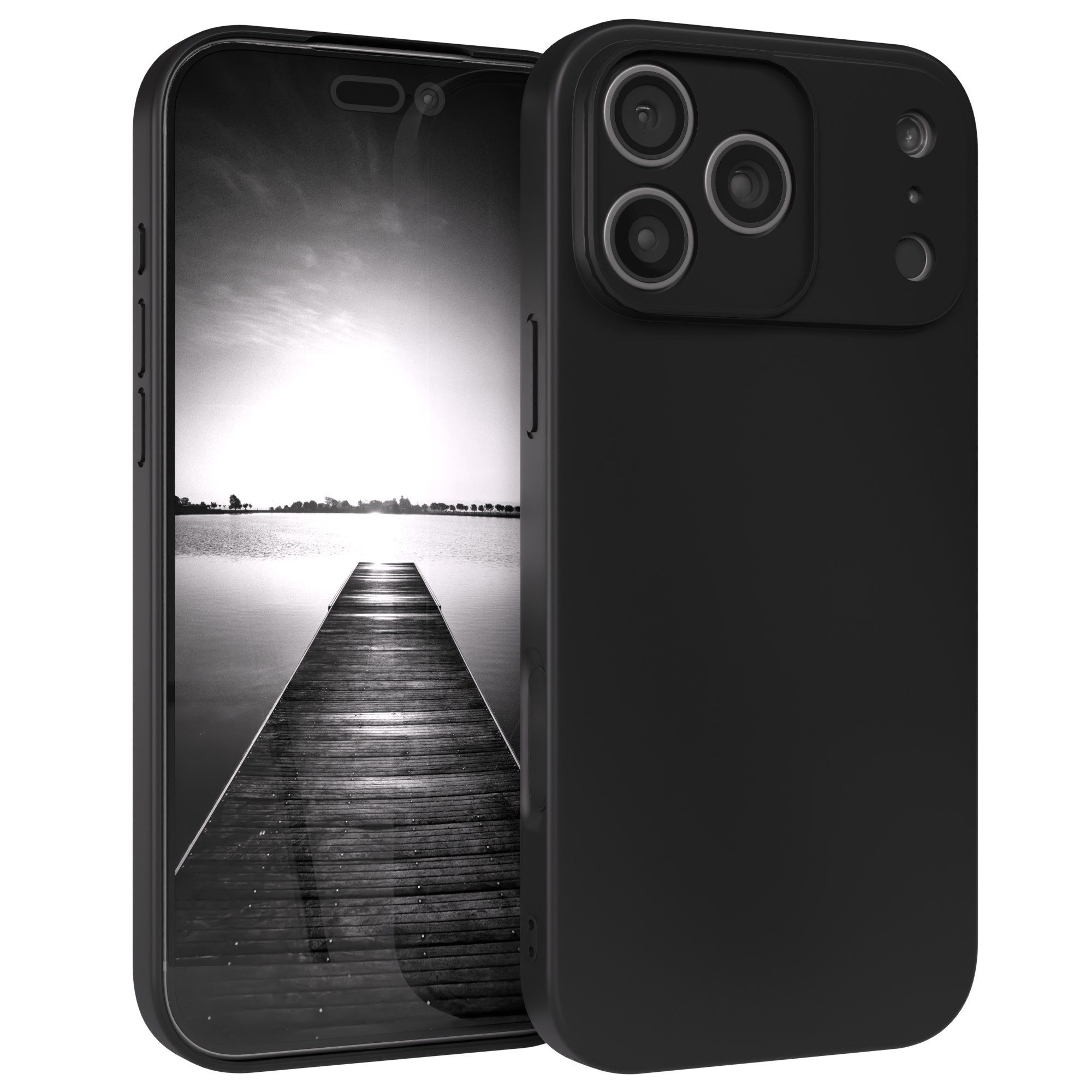 EAZY CASE Handyhülle für Apple iPhone 17 Pro Max Hülle Silikon 6,9 Zoll, Silikon Schutzhülle mit Kameraschutz kratzfest Back Cover Etui Schwarz