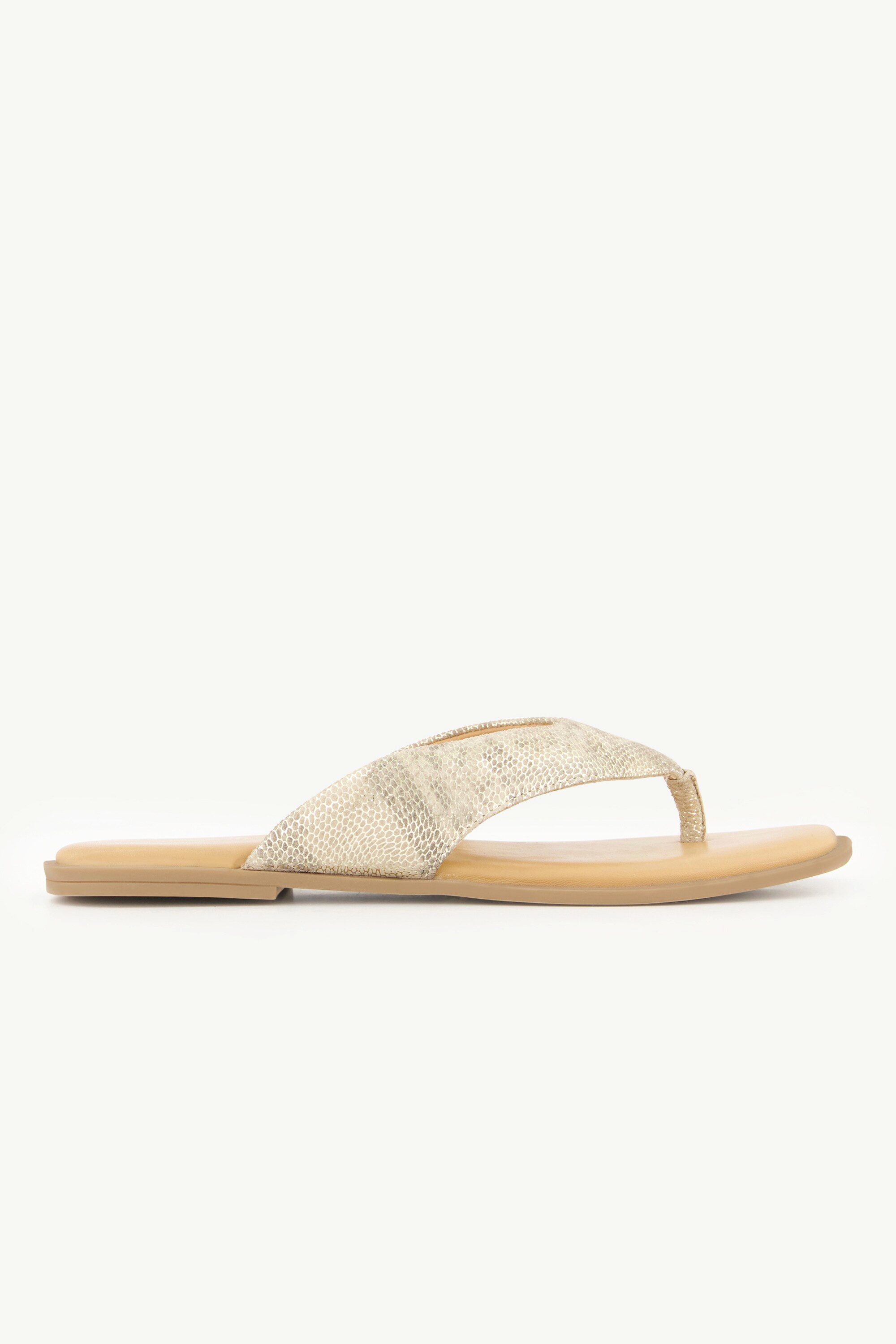 Ulla Popken Leder-Pantoletten Metallic-Riemen Zehentrenner Sandalette günstig online kaufen