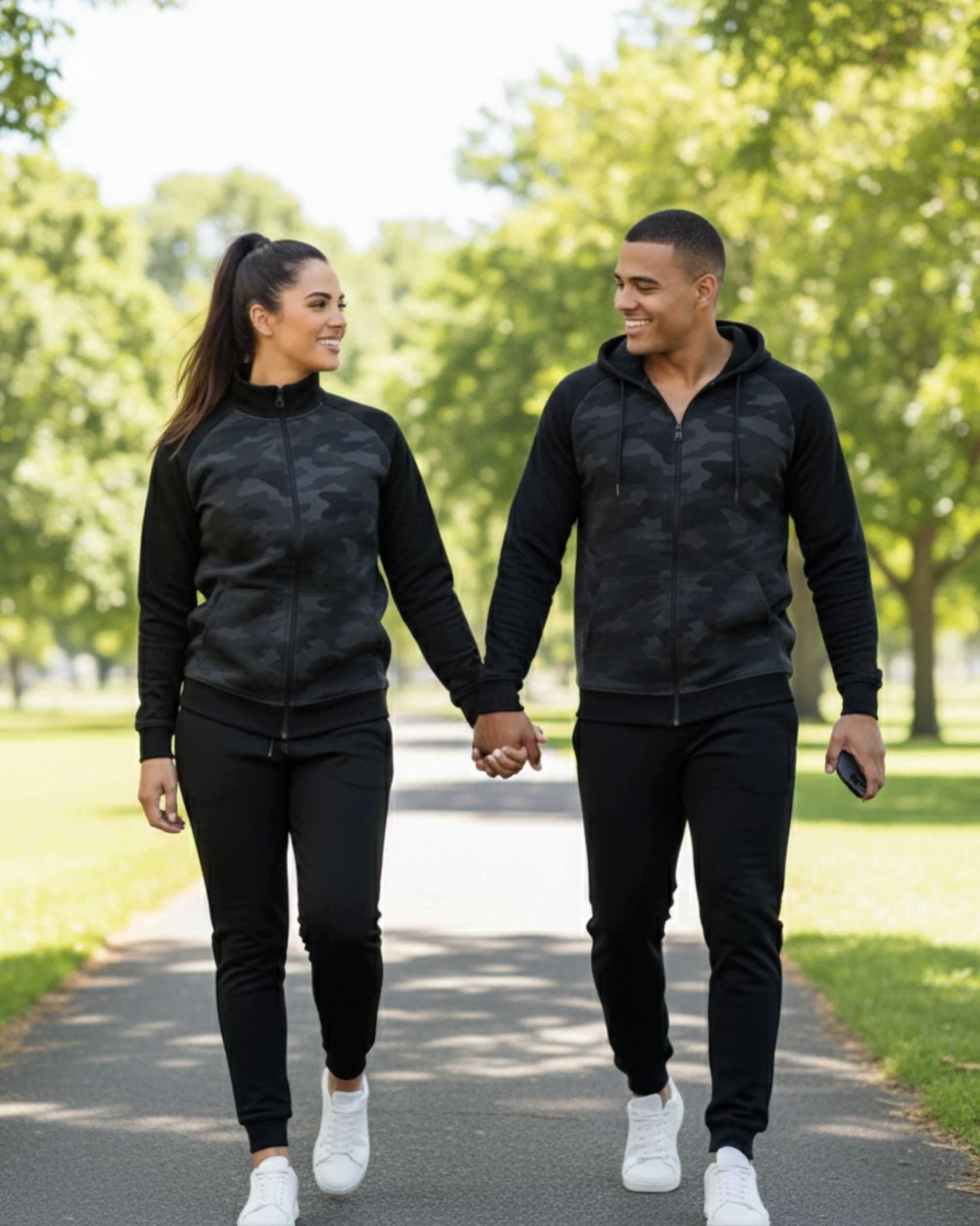 L.gonline Freizeitanzug Damen Trainingsanzug, Freizeitanzug ohne Kapuze 500A (2-tlg., im modischem Design), Fitness Freizeit Casual