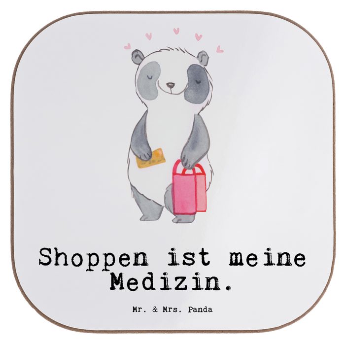 Mr. & Mrs. Panda Getränkeuntersetzer Panda Shopping Medizin - Weiß - Geschenk Sportler Getränkeuntersetz 1-tlg.