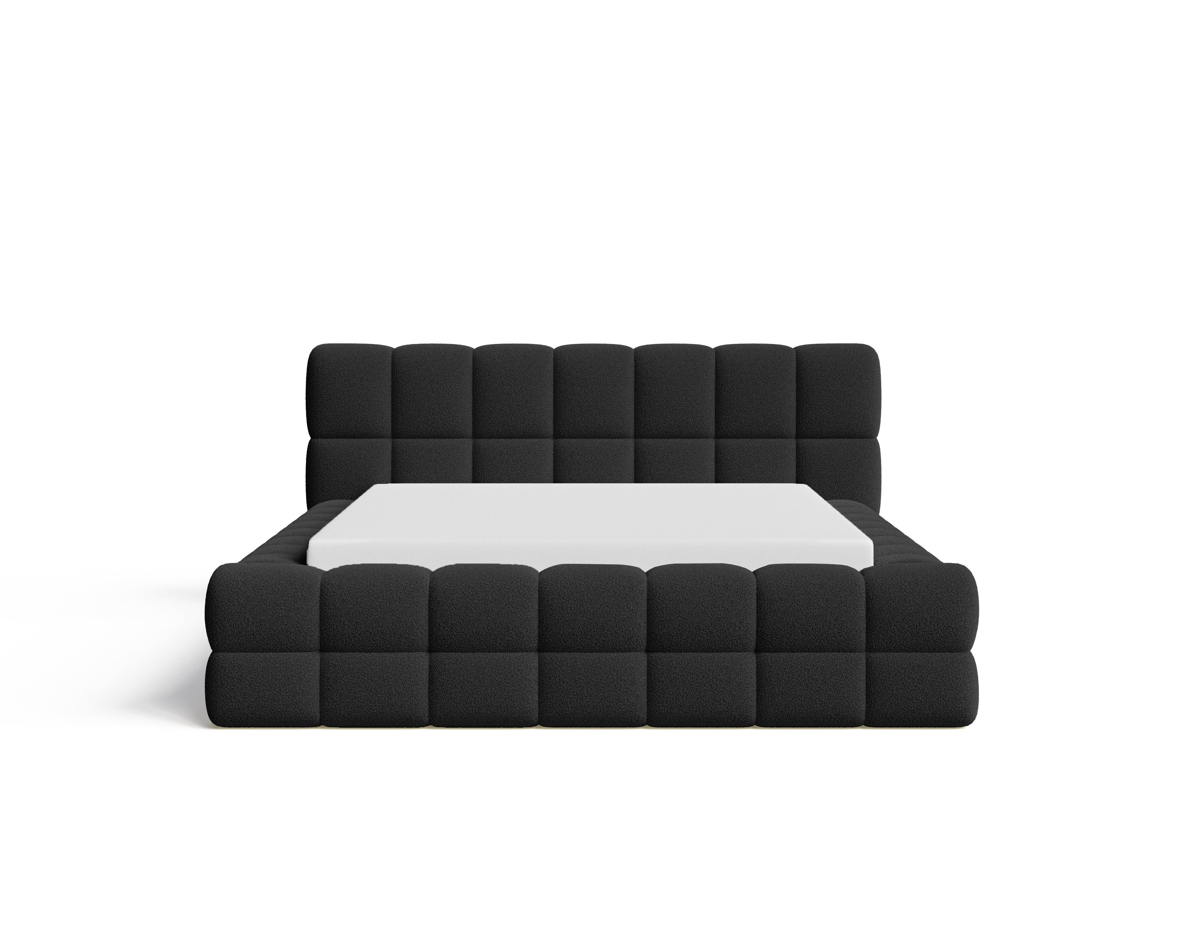 Chilly Möbel Polsterbett Verona Schwarz Bouclé Stoff 200x200 cm mit Staurau günstig online kaufen