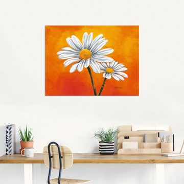 Artland Wandbild Margeriten auf Orange, Blumen (1 St), als Alubild, Leinwandbild, Wandaufkleber oder Poster in versch. Größen