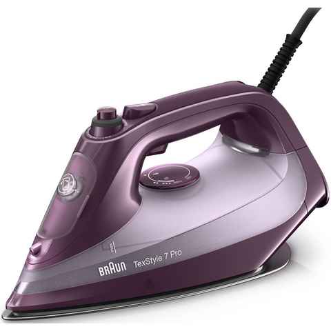 Braun Dampfbügeleisen TexStyle 7 Pro SI 7181 VI, 3100 W, mit FreeGlide 3D Bügelsohle, Violett