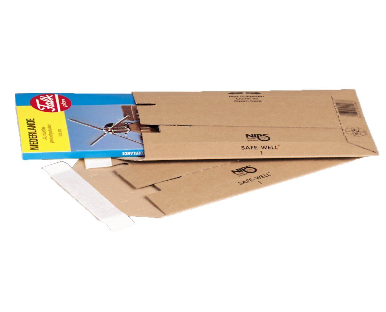 NIPS Versandtasche SAFE-WELL® mit Selbstklebeverschluss und Aufreißband, (10 Stück) stabiler Wellkarton, Wellpappe