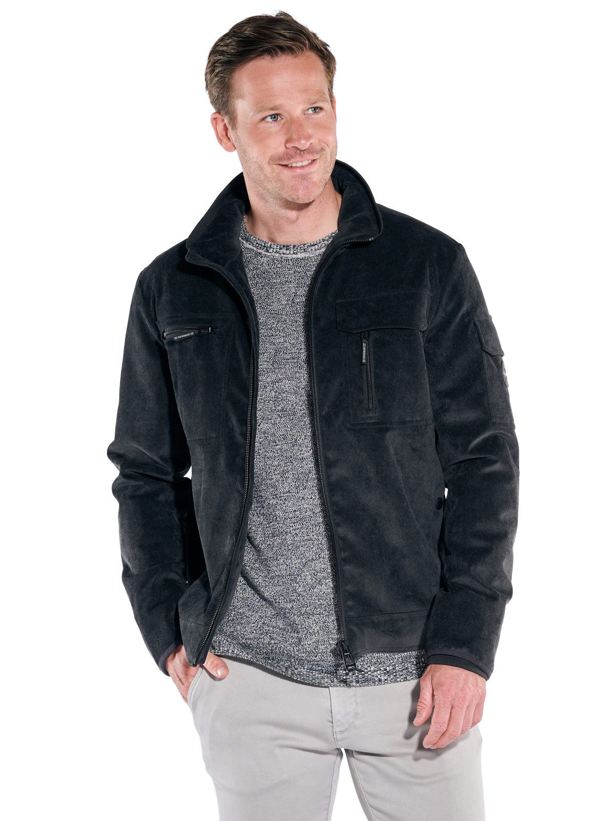 Engbers Kurzjacke engbers Herren Cord-Jacke mit Funktionsdetails, Anthrazit günstig online kaufen