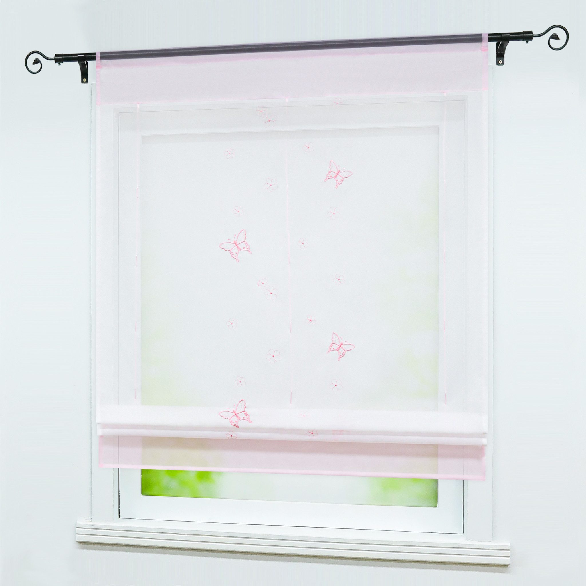 Joyswahl Raffrollo, mit Stangendurchzug, Raffgardine mit Tunnelzug, Bändche günstig online kaufen