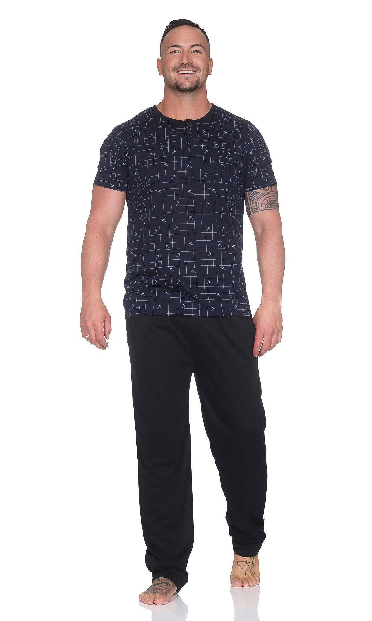 EloModa Pyjama Herren Pyjama Set kurzarm & lange Hose – Schlafanzug Baumwol günstig online kaufen