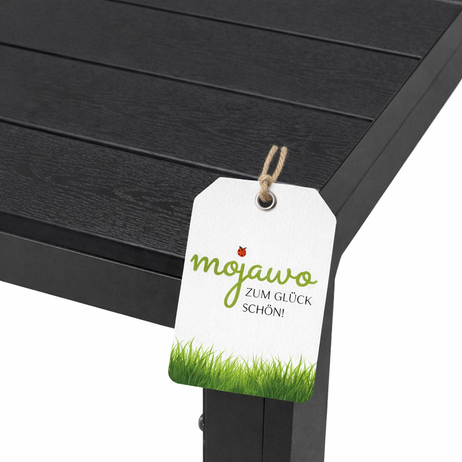 Mojawo Küchentisch Non-Wood Gartentisch Esstisch Aluminium anthrazit / schwarz L125xB70cm