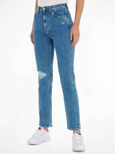 Tommy Jeans Straight-Jeans JULIE UHR STR DG5139 mit Logobadge und Logostickereien