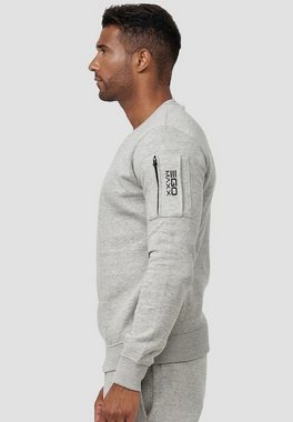 Egomaxx Sweatshirt Sweatshirt Pullover ohne Kapuze mit Armtasche 4240 in Grau