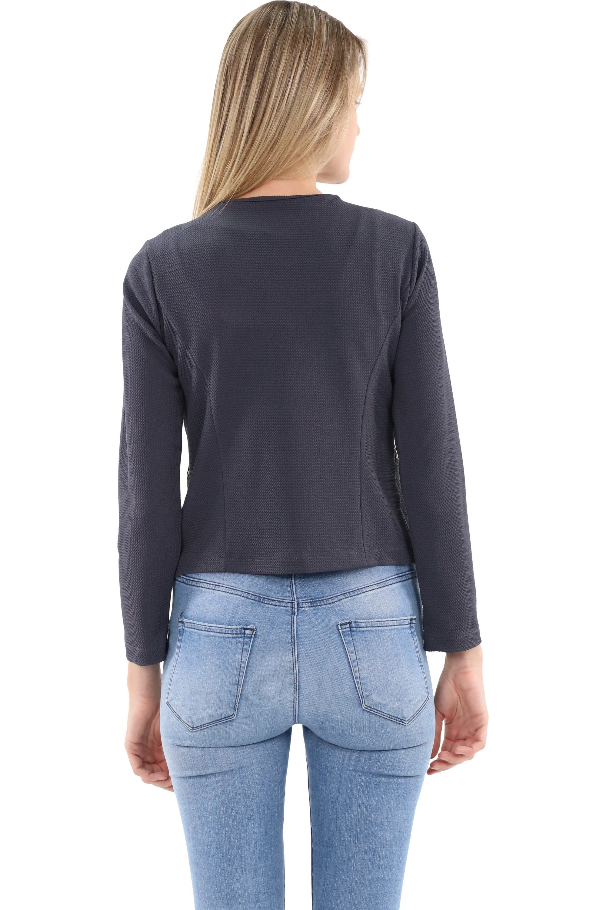 malito more than fashion Jackenblazer malito Damen Blazer ohne Kragen, Sakko im Basic Look, Kurzjacke mit Sweatblazer im Basic-Look