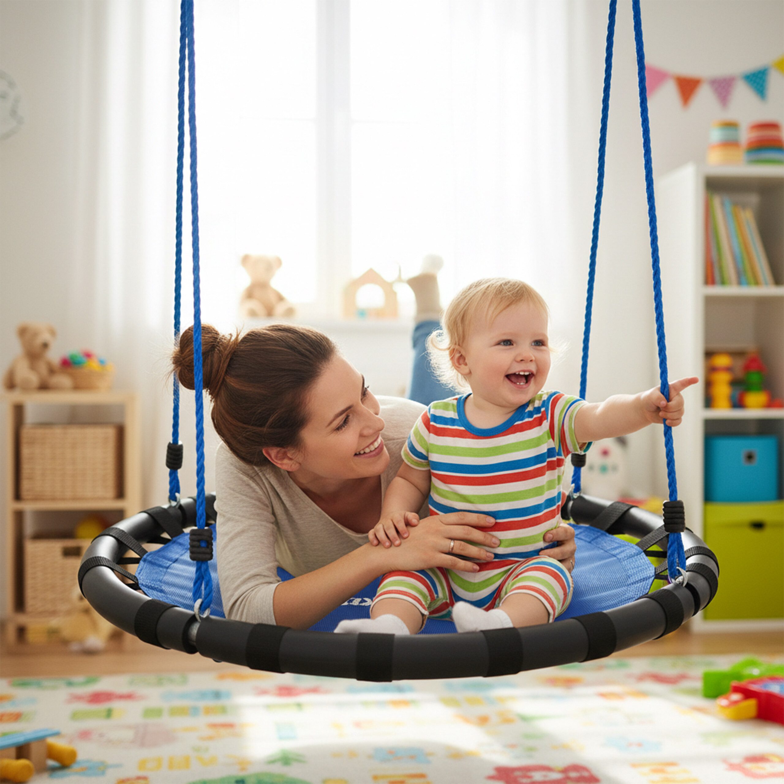 relaxdays Nestschaukel 80 cm, blau