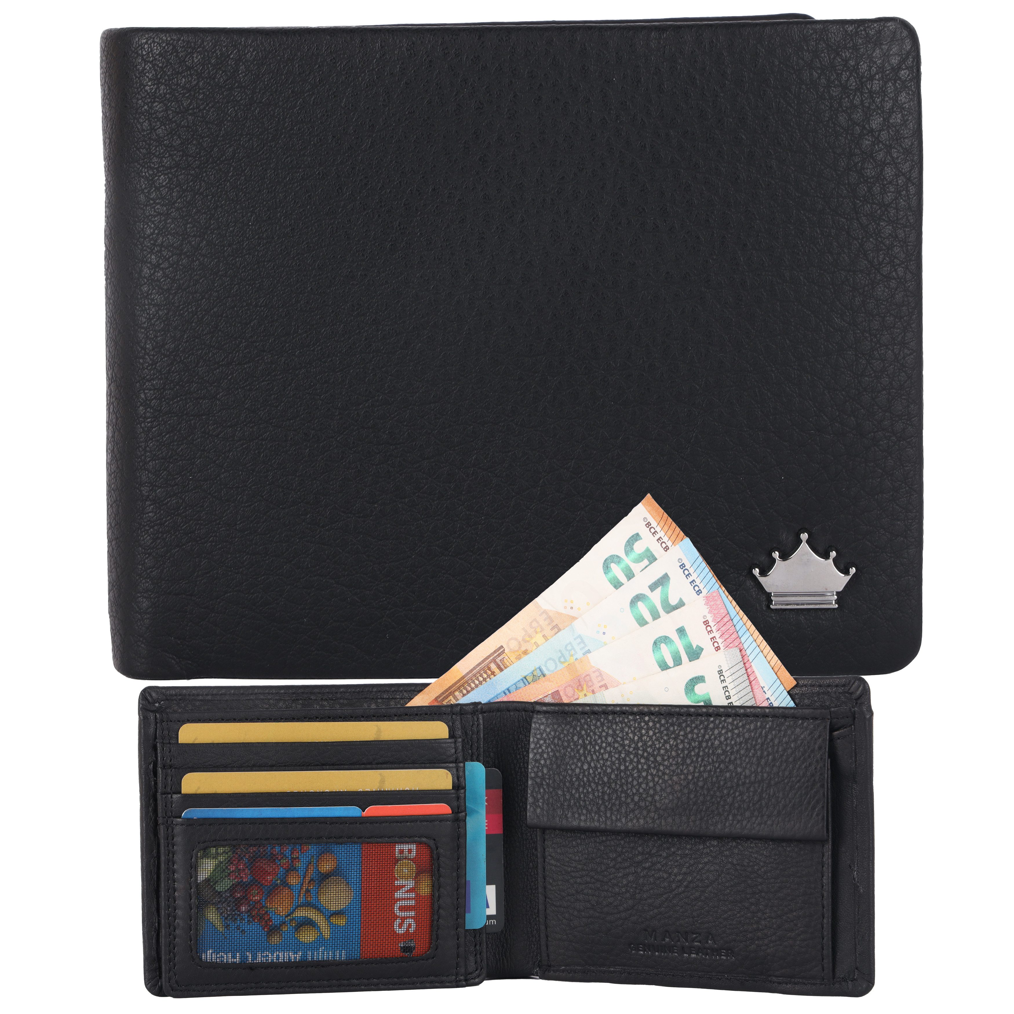 Manza Mini Geldbörse Geldbörse Herren Querformat Portemonnaie Echtes Leder günstig online kaufen