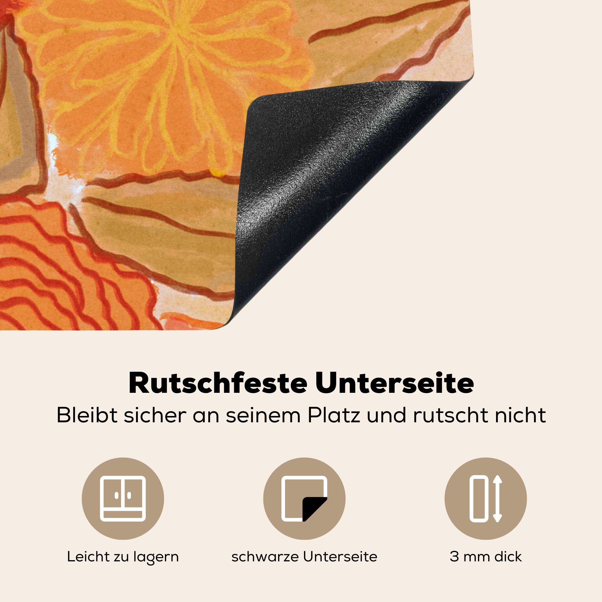 MuchoWow - Vintage Ceranfeldabdeckung cm, 60x52 - Herdblende-/Abdeckplatte Blumenstrauß - tlg), Farben, nutzbar, (1 Blumen Arbeitsfläche Gelb - Vinyl, Mobile