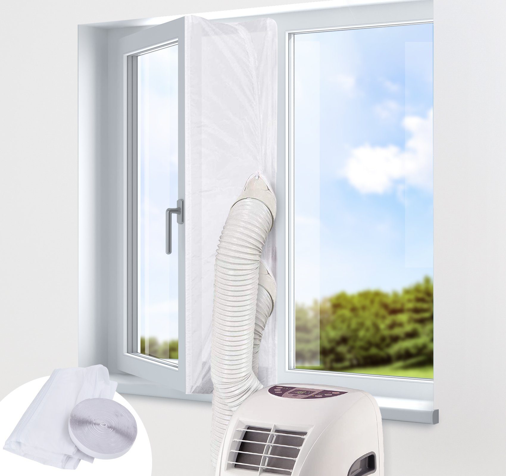 Fensterstopper Klimageräte Klimaanlage), Air Homewit, für Hot Türabdichtung Fensterabdichtung 1-tlg., Ablufttrockner, Reißverschluss Stop (Set, Wäschetrockner mit