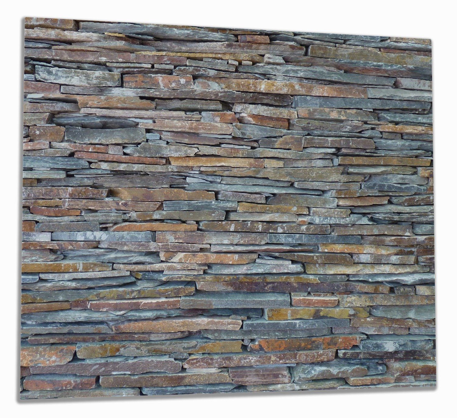 Wallario Herd-Abdeckplatte Natursteinmauer in grau braun, ESG-Sicherheitsglas, (Glasplatte, 1 tlg., inkl. 5mm Noppen), verschiedene Größen