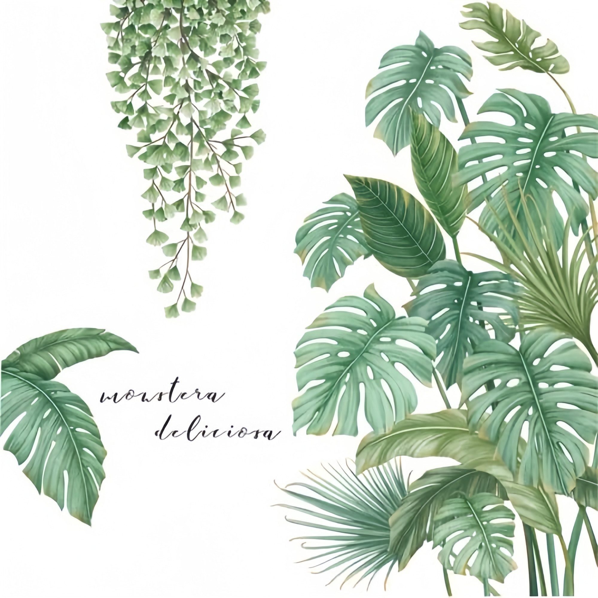 FOUORTUNATE-BEE Wandtattoo Tropische Pflanzen Wandaufkleber für Wohnzimmer & Schlafzimmer, Selbstklebende Wandsticker mit grünen Blättern für Dschungel-Dekor