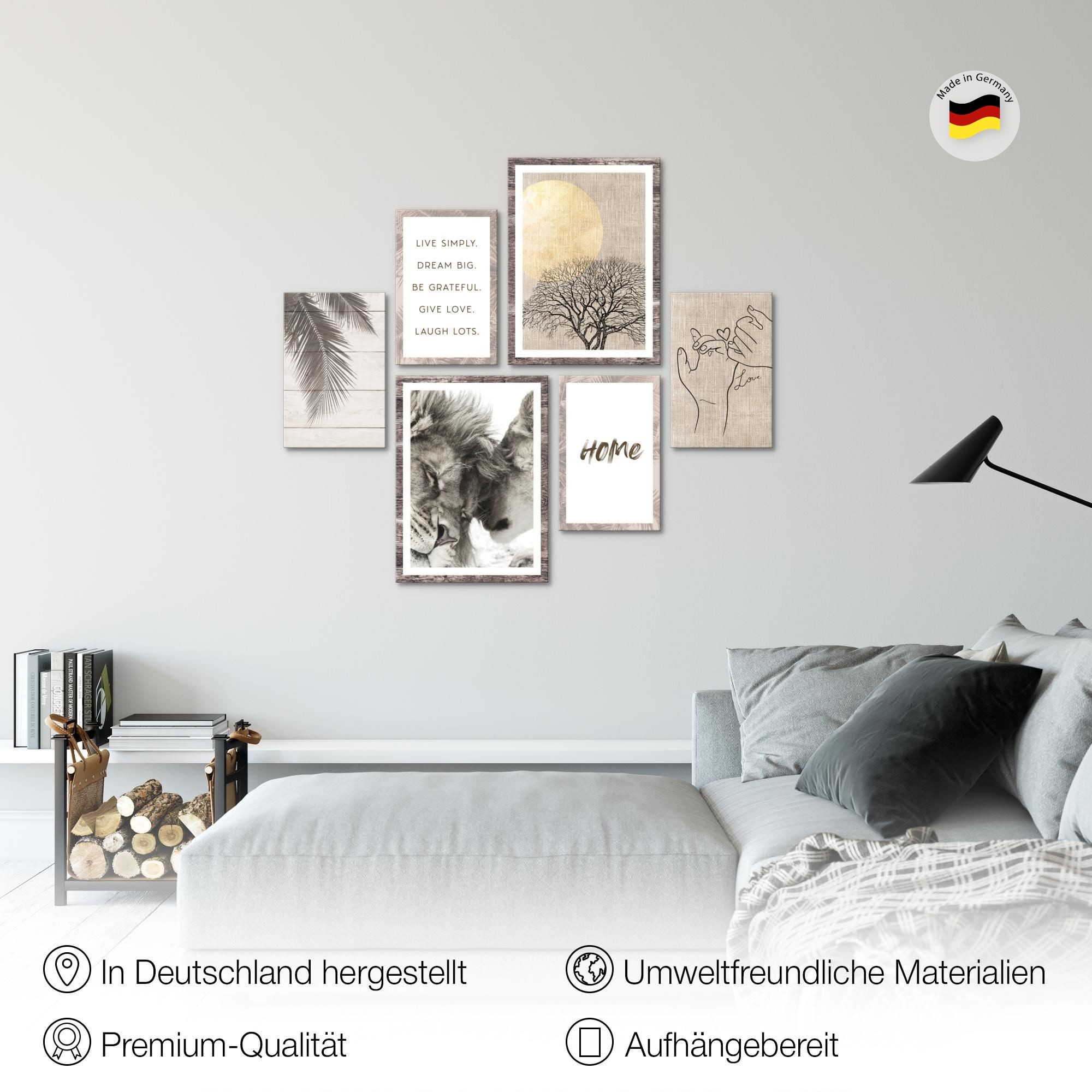 Novart Wandbild Wandbilder Küche Kaffee Gewürze AUFHÄNGFERTIG 90 x 80 cm Küchenbilder, Löwe (6 St)