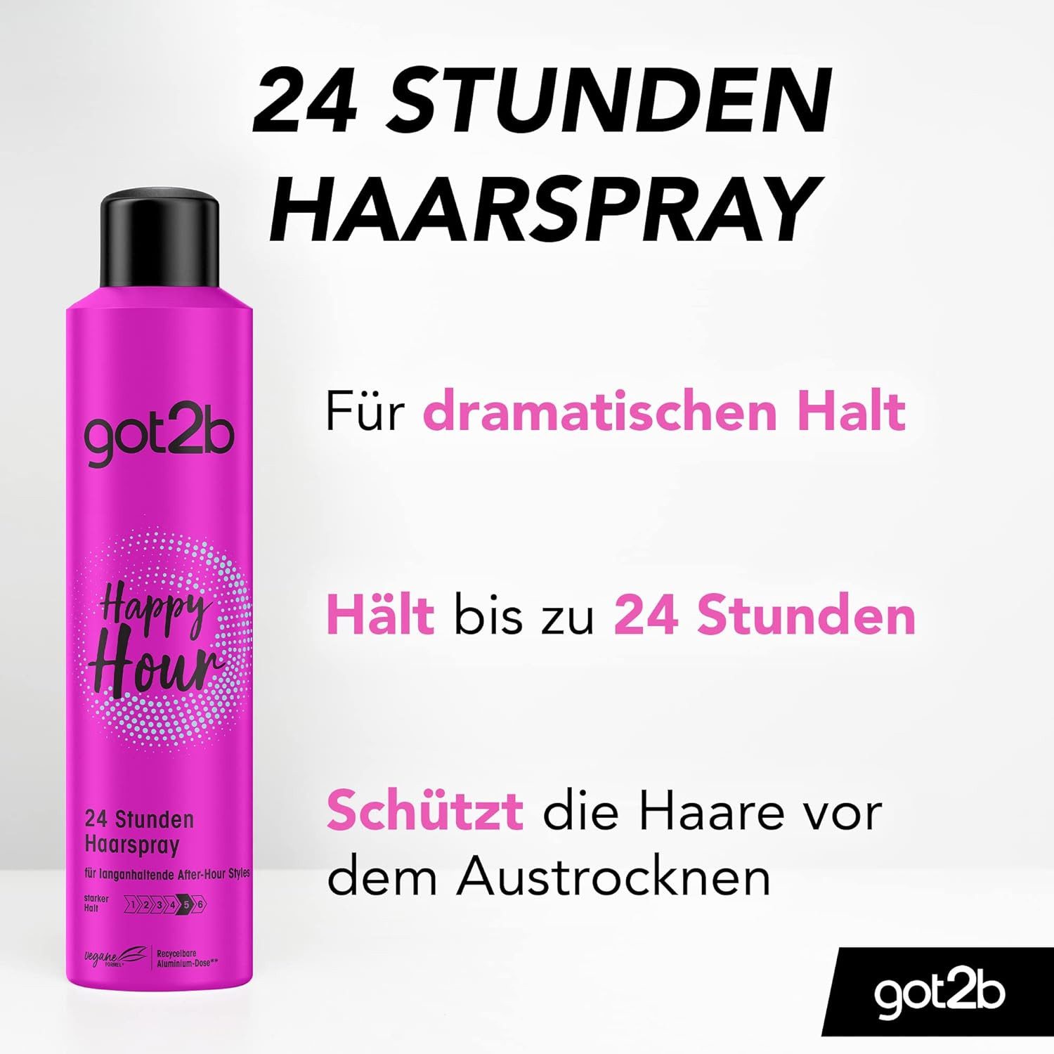 got2b Haarspray 300 ml Happy Hour 24 h, 1-tlg., Styling Spray, mit Schutz vor dem Austrocknen