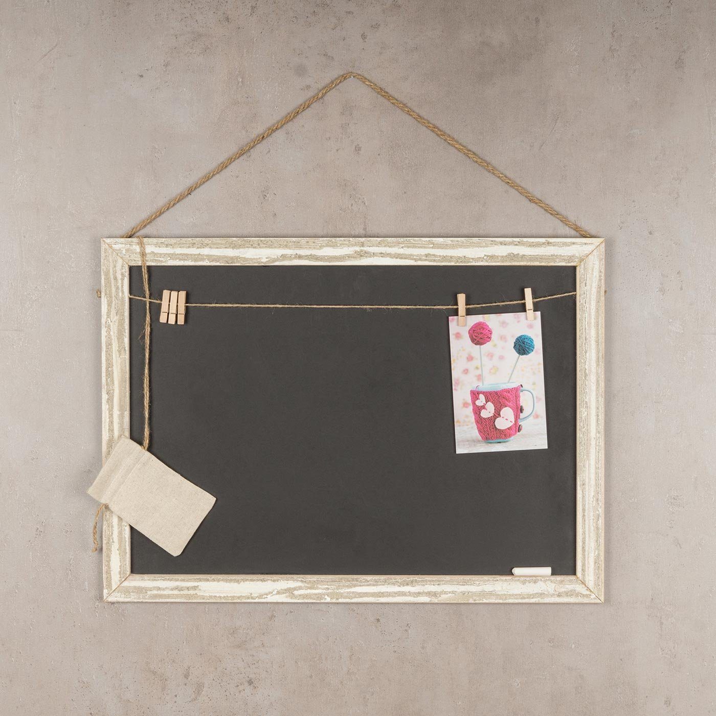 Holz Memoboard, Kreide-Tafel Rechteckige Shabby Vintage Levandeo® Memotafel 50x40cm