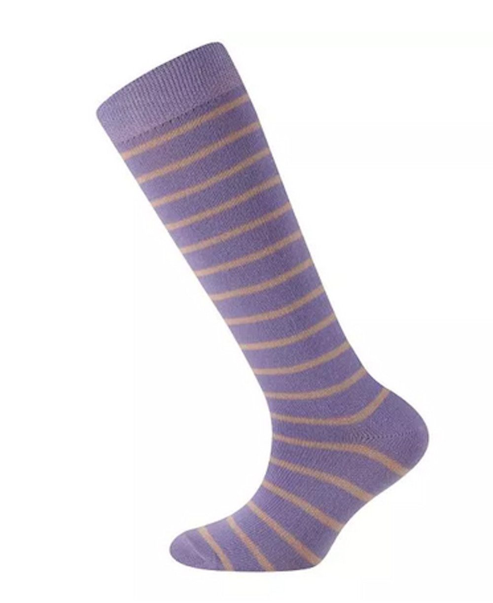 Ewers Kniestrümpfe Ewers Mädchen 2er Kniestrümpfe Pferde Ringel Doppelpack lupine beige (2-Paar)