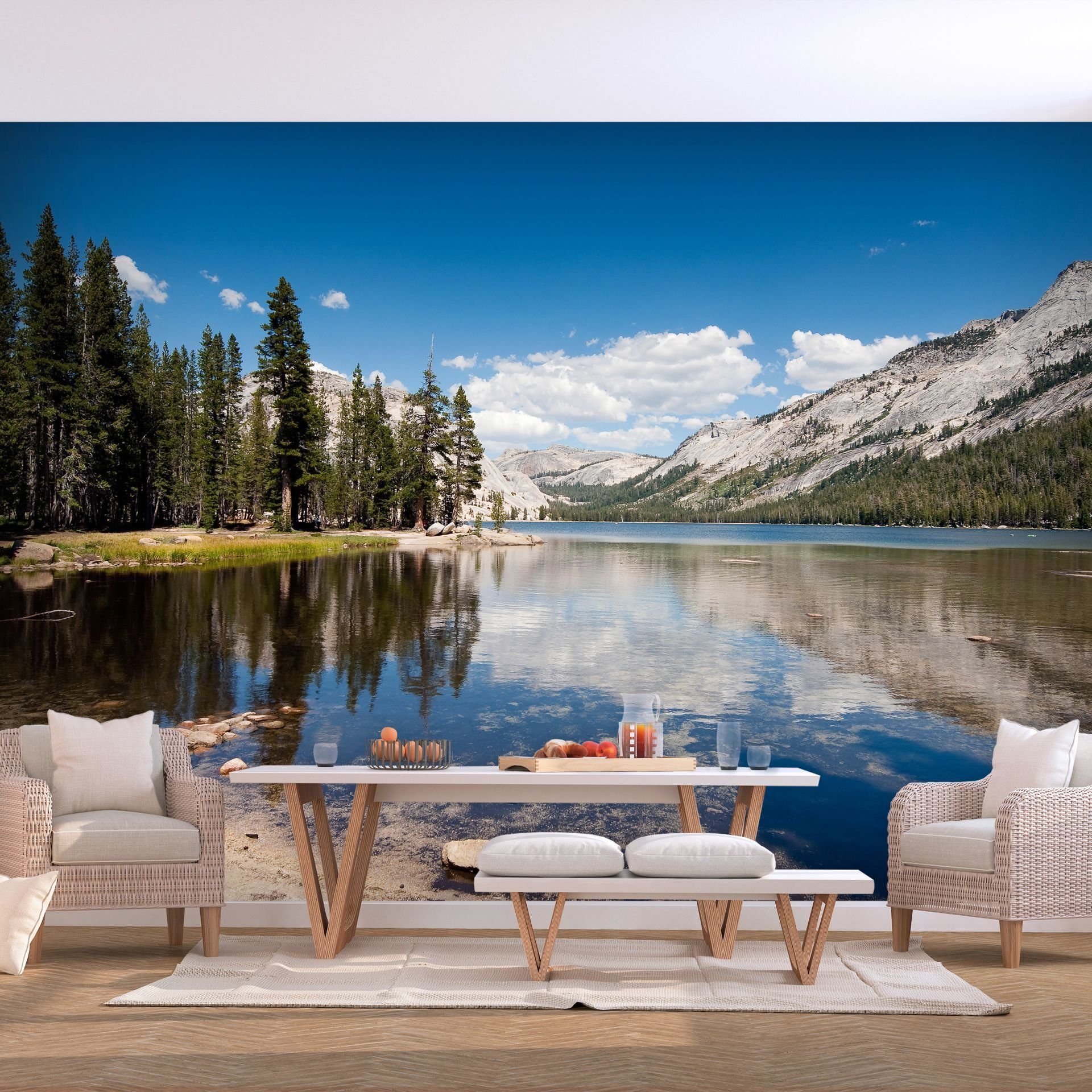 KUNSTLOFT Vliestapete Tenaya Lake 1x0.7 m, halb-matt, lichtbeständige Design Tapete