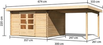 Karibu Gartenhaus Schloßsee 7, BxT: 674x333 cm, mit Anbaudach