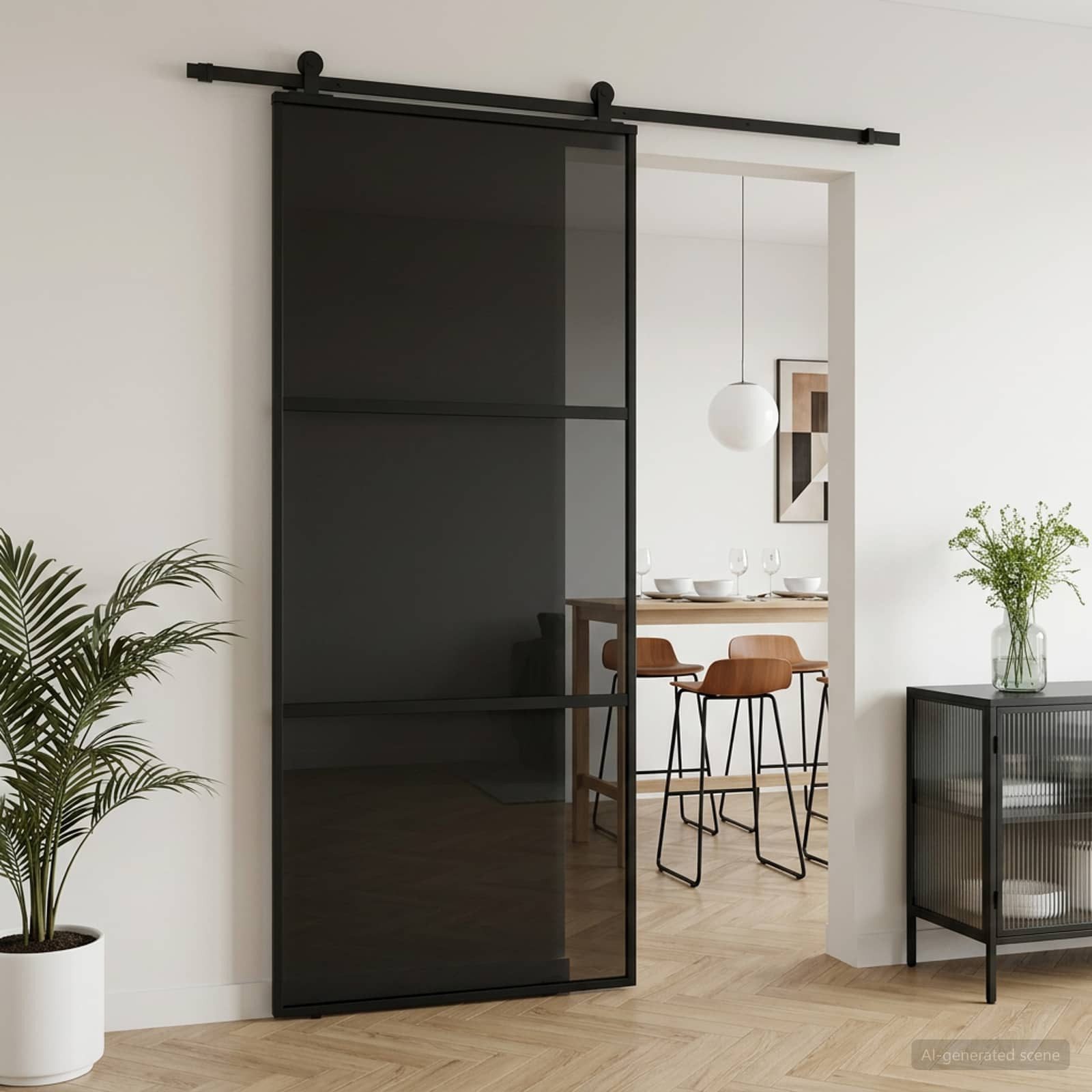 vidaXL Haustür Schiebetür 90 x 205 cm Verbautes Glas und Aluminium (1-St)