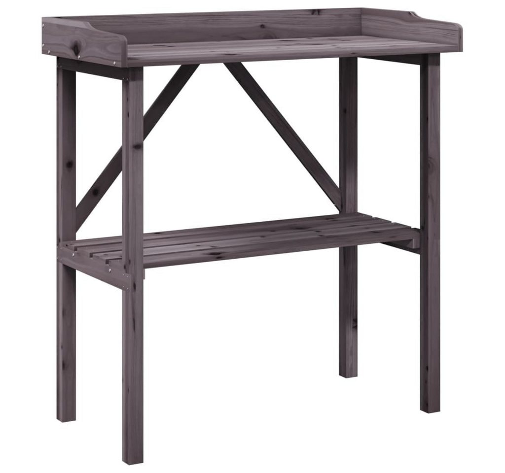 vidaXL Blumenständer Pflanztisch mit Ablage Grau 78x38x82,5 cm Massivholz Tanne (1 St)