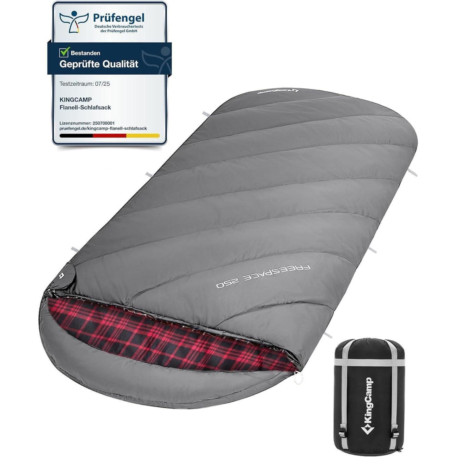 LuxusKollektion Deckenschlafsack Schlafsack XXL Deckenschlafsack Baumwolle Flanell #Klassisch Grau