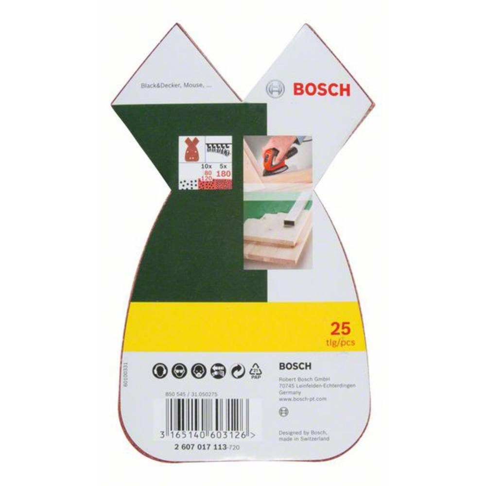 BOSCH Schleifpapier 25-teilig, 4 für Schleifblatt-Set Multischleifer,