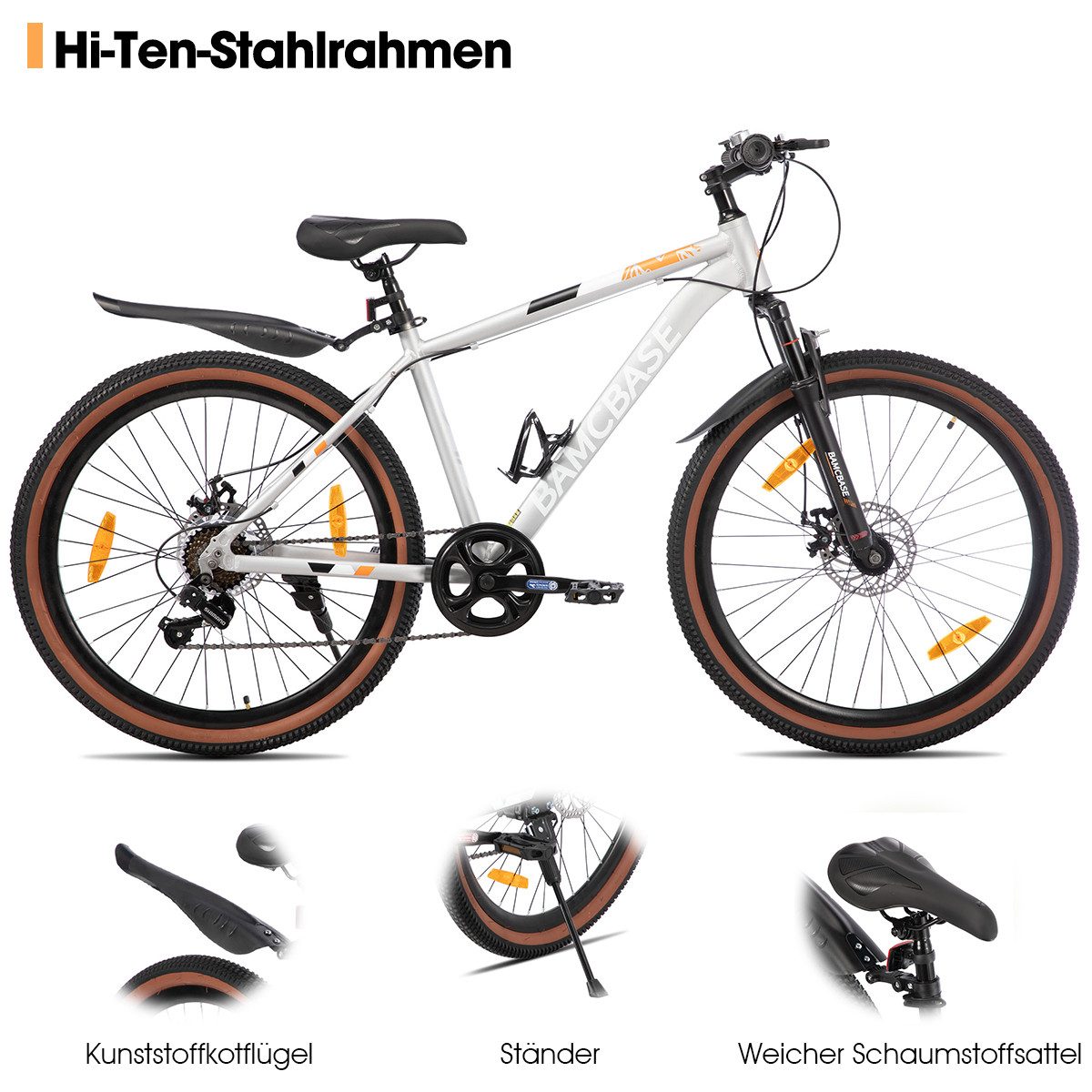 HILAND Mountainbike 26" Aluminium-Mountainbike Bloomer mit Shimano 7-Gang-Schaltung
