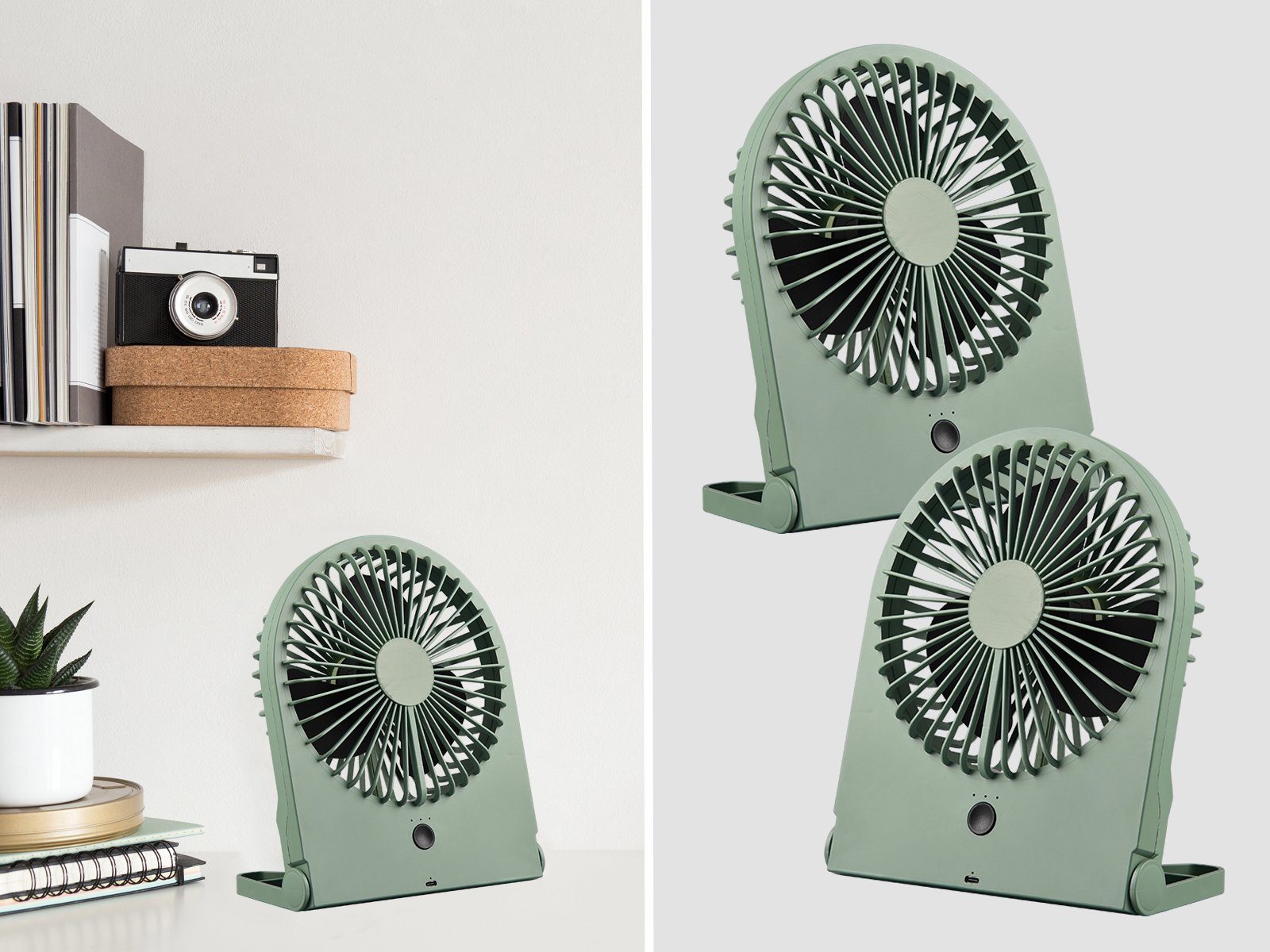 Setpoint Tischventilator, 2er SET Design Winderzeuger Raum-Lüfter Windmaschine Zimmer-Ventilator Grün