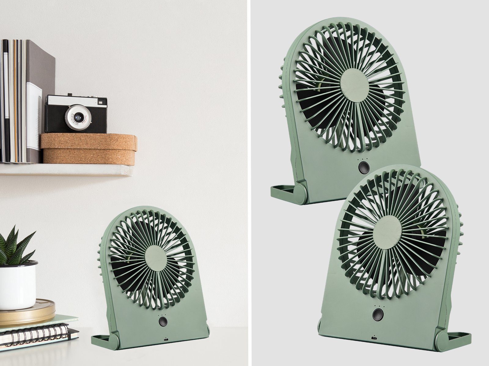 Raum-Lüfter Zimmer-Ventilator Grün SET Setpoint Windmaschine Design Tischventilator, 2er Winderzeuger