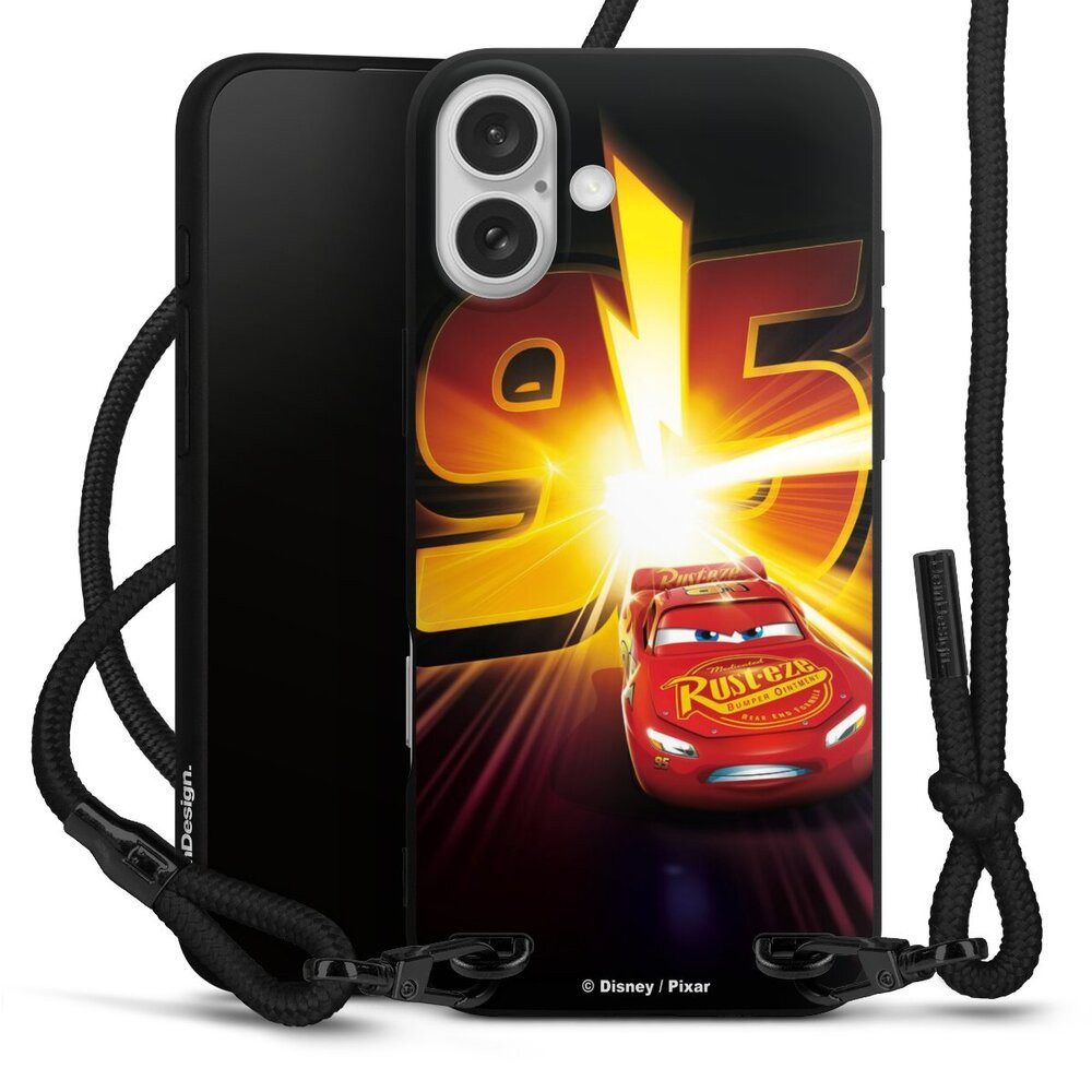 DeinDesign Handyhülle Offizielles Lizenzprodukt Cars Lightning Mcqueen 95 Cars3 Lightning 95, Apple iPhone 16 Plus Premium Handykette Hülle mit Band Cover mit Kette