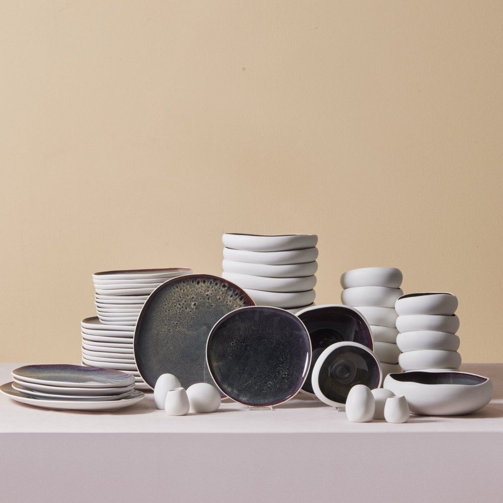 Karaca Geschirr-Set Earth Collection Galactic 55-teiliges Geschirrset für 12 Person, 12 Personen, Steinzeug