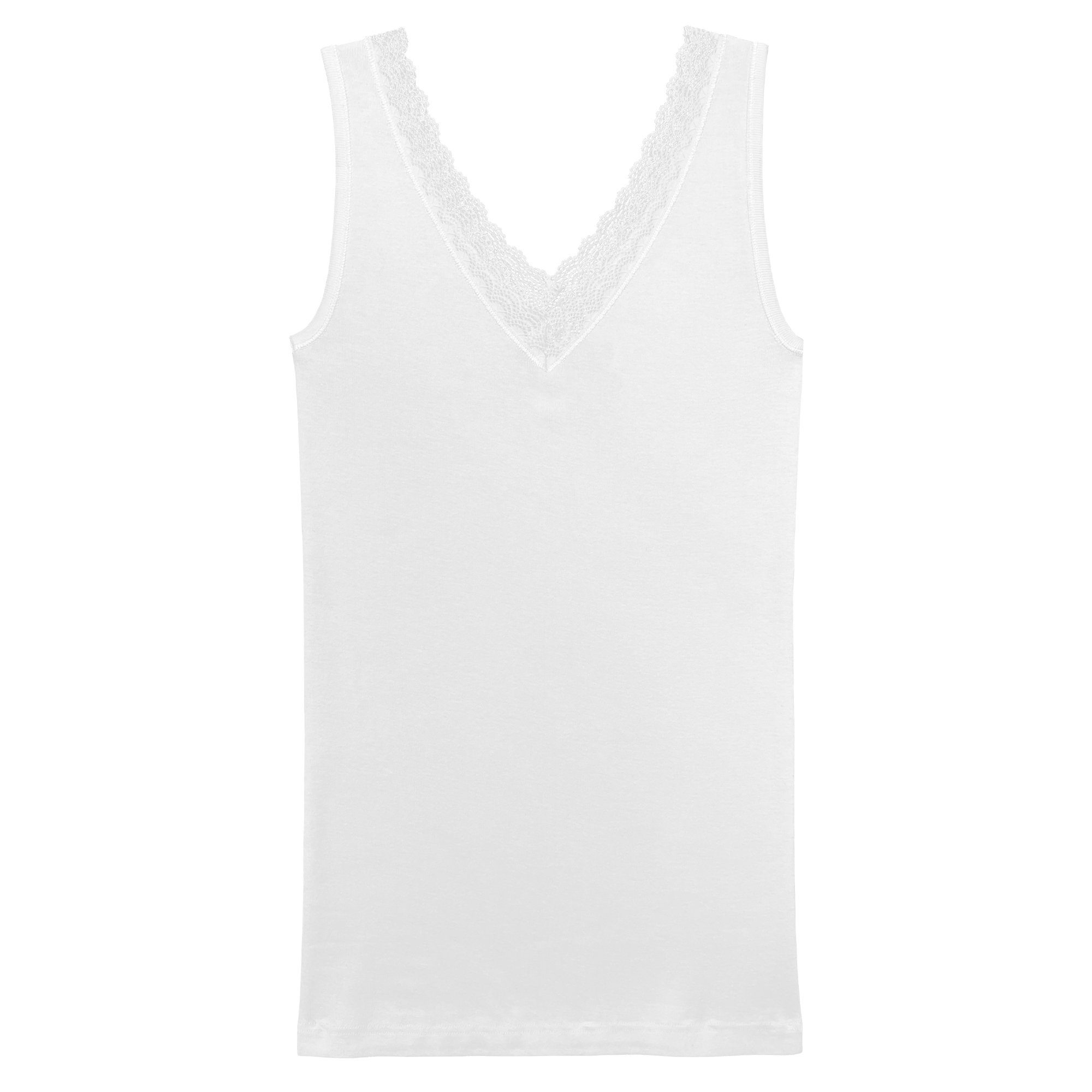 HERMKO Unterhemd 55138003 Baumwolle/Modal/Elastan Tank Top V-Ausschnitt mit Rachelspitze