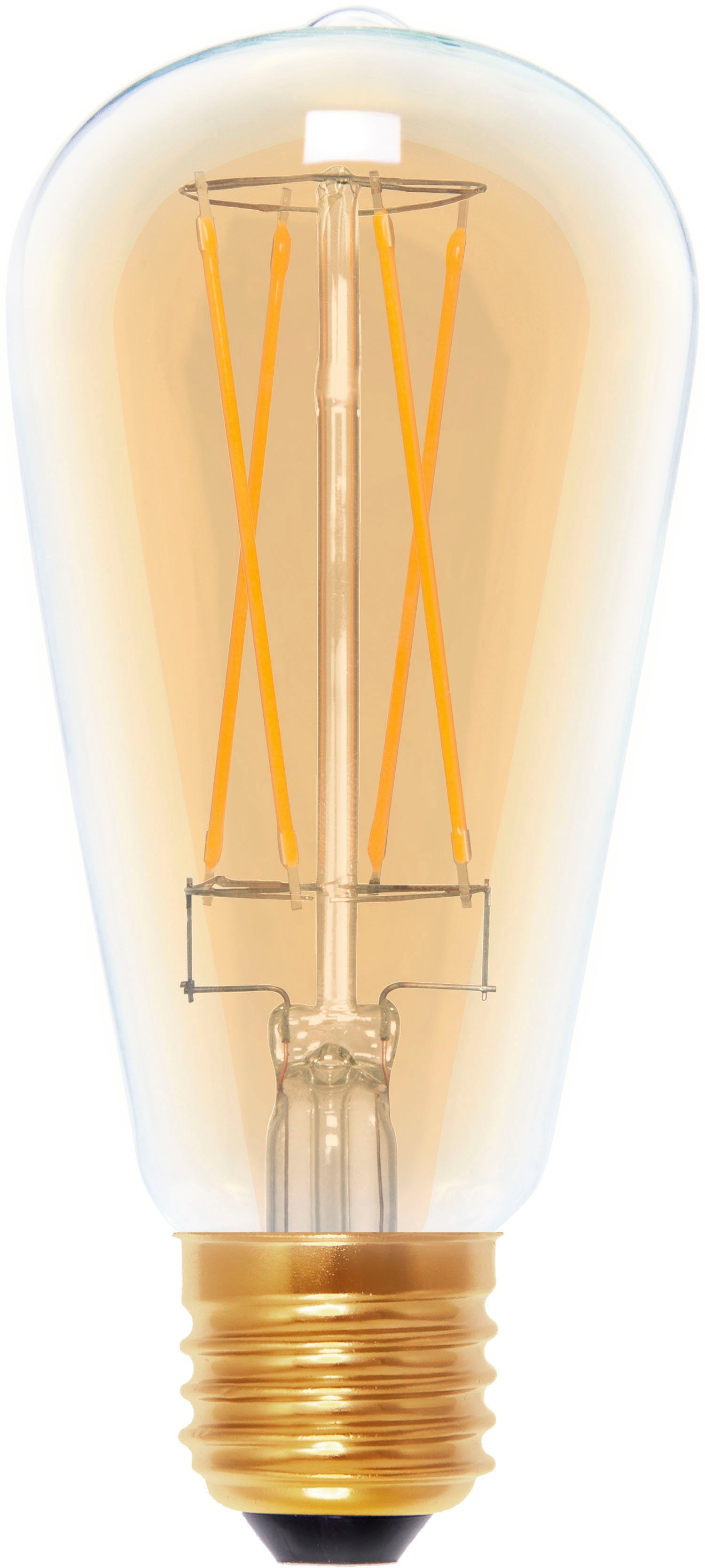 SEGULA LED-Leuchtmittel LED Rustika Long 1 Extra-Warmweiß, Style Rustika E27, 5W, CRI St., LED Long E27, gold, Style 90, gold, dimmbar
