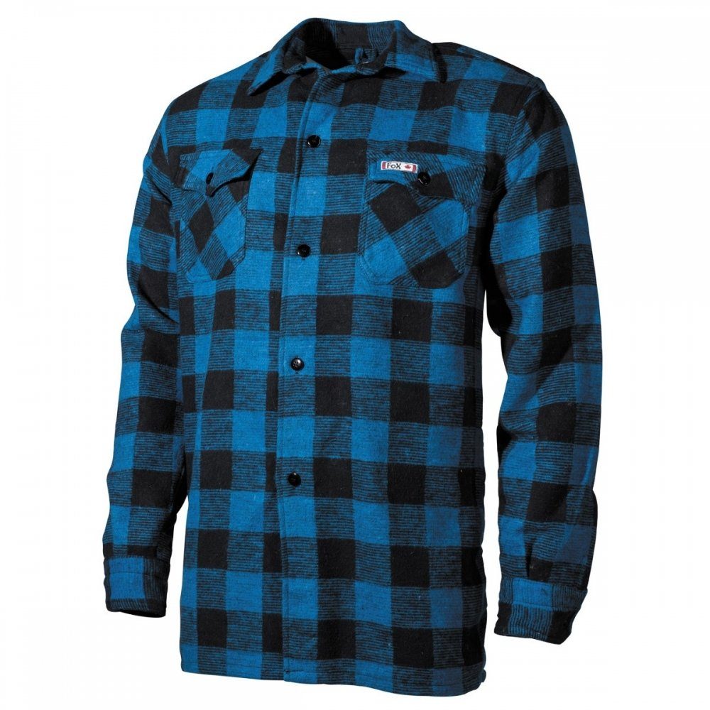 FoxOutdoor Flanellhemd Holzfällerhemd, blau/schwarz, kariert - S