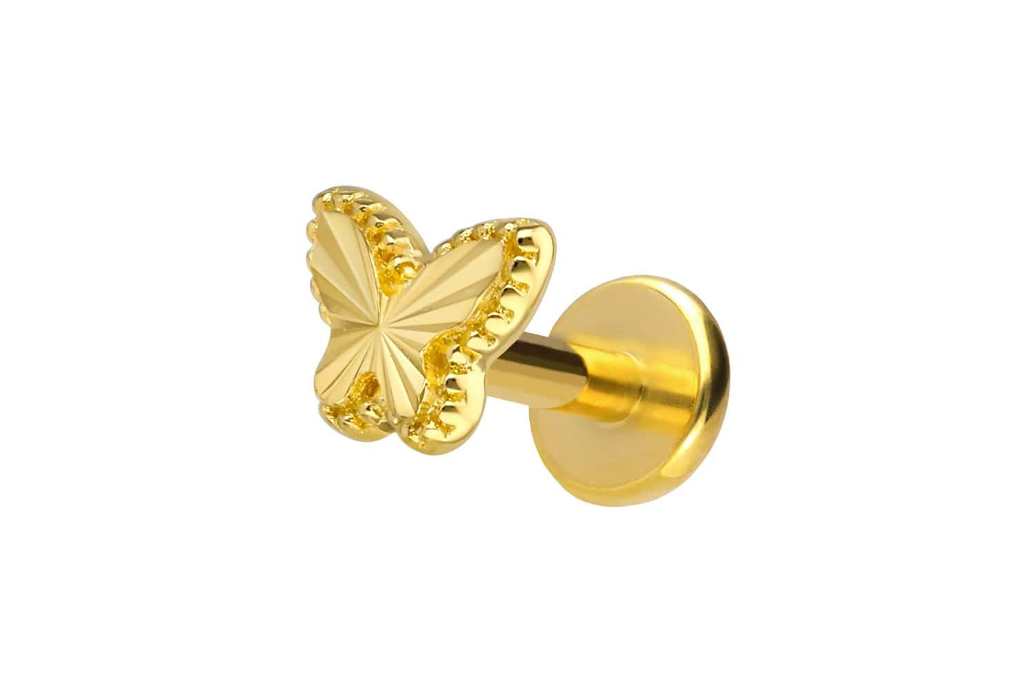 PIERCINGLINE Piercing-Set Titan Labret mit Innengewinde + 925er Silber Aufsatz SCHMETTERLING (Labrets, 1-tlg)