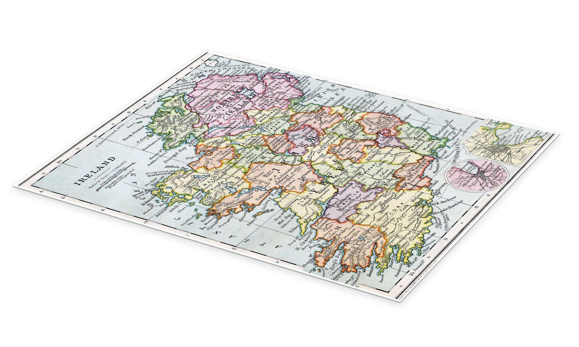 Posterlounge Wandbild Freistaat Irland und Nordirland, Ken Welsh, erhältlich als Poster, Leinwandbild, Wandsticker oder Acrylglasbild