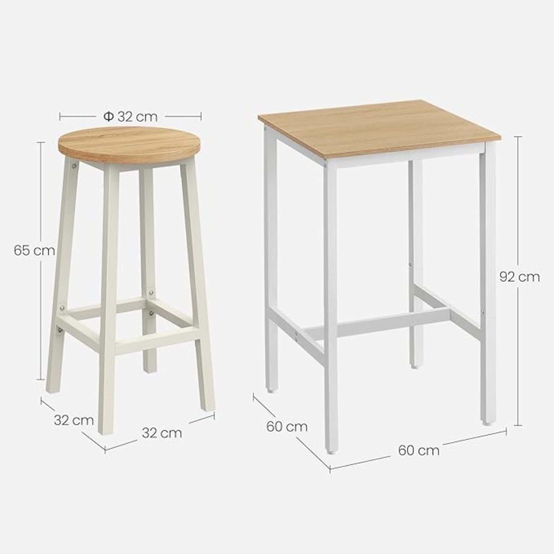 VASAGLE Bartisch, mit 2 Barhockern Set, Metallgestell, einfache Montage günstig online kaufen