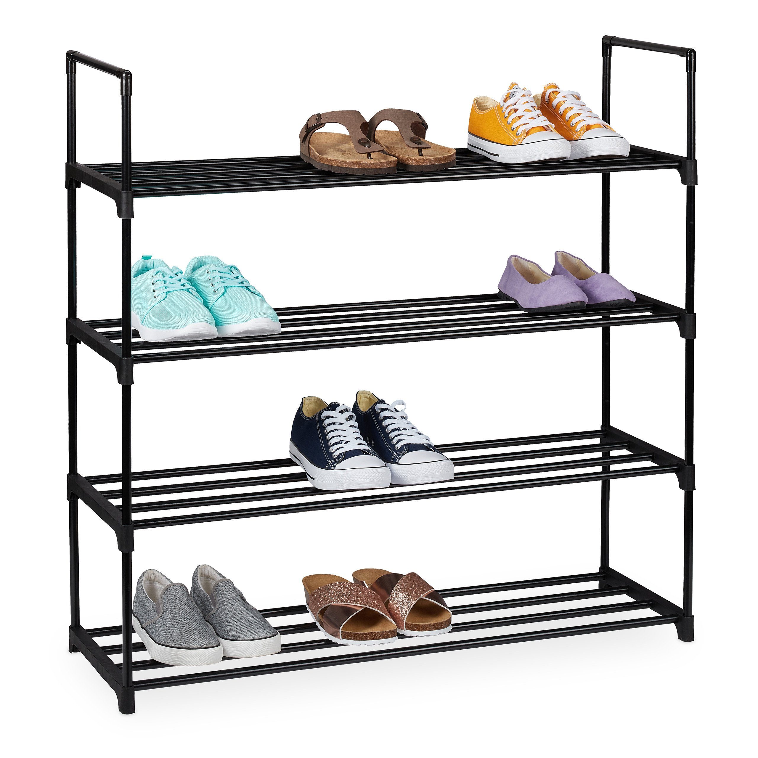 relaxdays Schuhregal Schwarzes Schuhregal aus Metall, günstig online kaufen