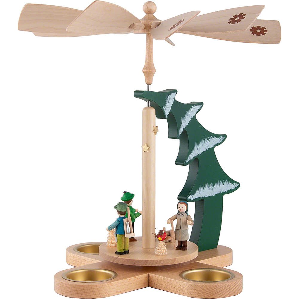 Erzgebirgische Volkskunst Richard Glässer GmbH Weihnachtspyramide 1-stöckige Tannenpyramide Waldleute (27cm) von Richard Glässer