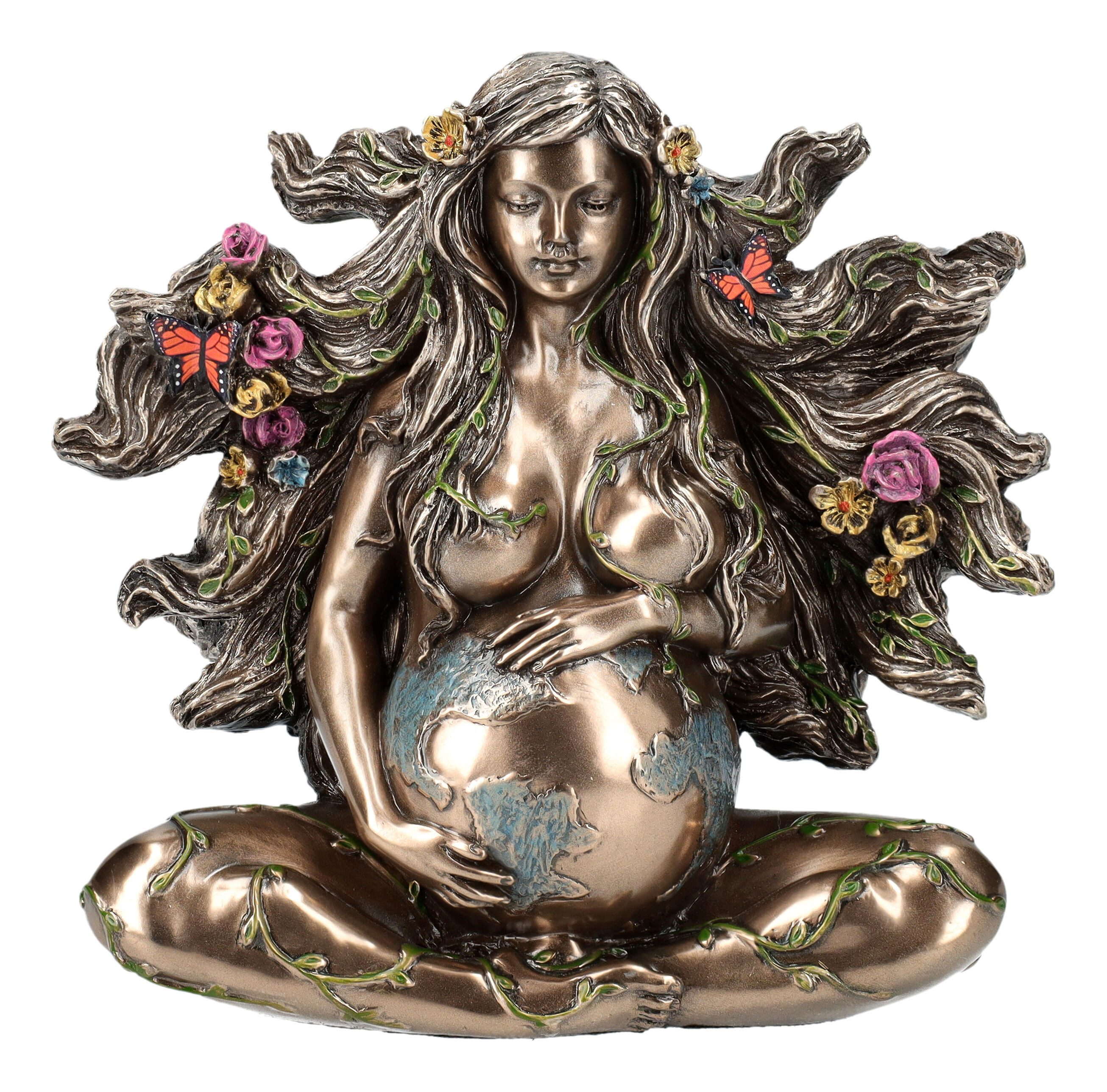 Figuren Shop GmbH Dekofigur Gaia Figur klein - Mutter Erde schwanger bronziert Veronese Dekofigur